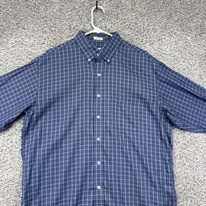 Onward Reserve Shirt Men's Large Blue Plaid Performance‎ Classic Fit Button Up